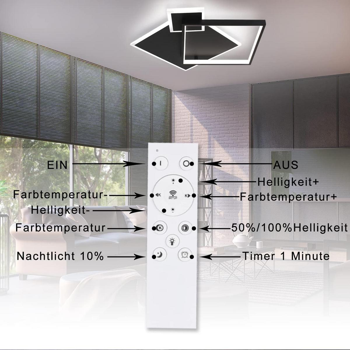 LED-DECKENLEUCHTE Maximilian 46/45/8 cm - Schwarz, Metall (45/46/8cm) - ZMH