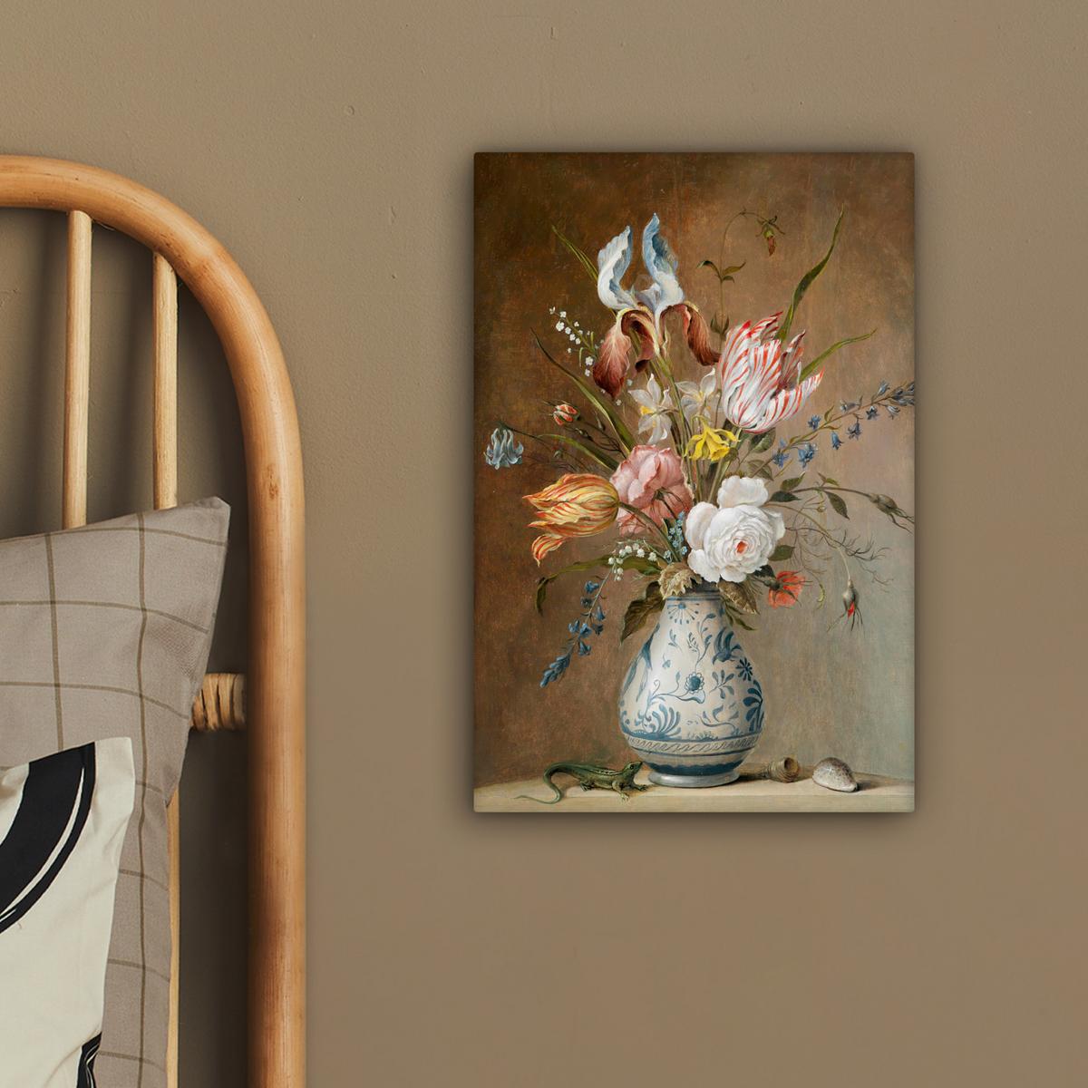 LEINWANDBILD Alte Meister - Blumen - Balthasar van der Ast Deko Wohnzimmer 20x30 cm - Hellbraun, Textil (20/30cm) - MuchoWow