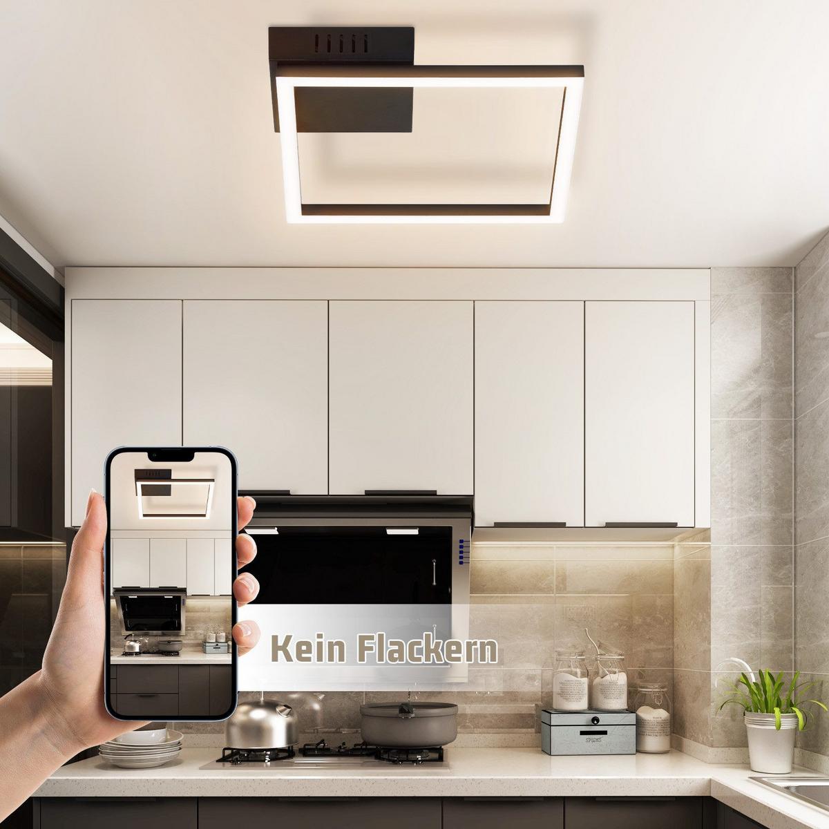 LED-DECKENLEUCHTE Madera 26/26/4.7cm - Schwarz, Kunststoff (26/26/4.7cm) - Nettlife