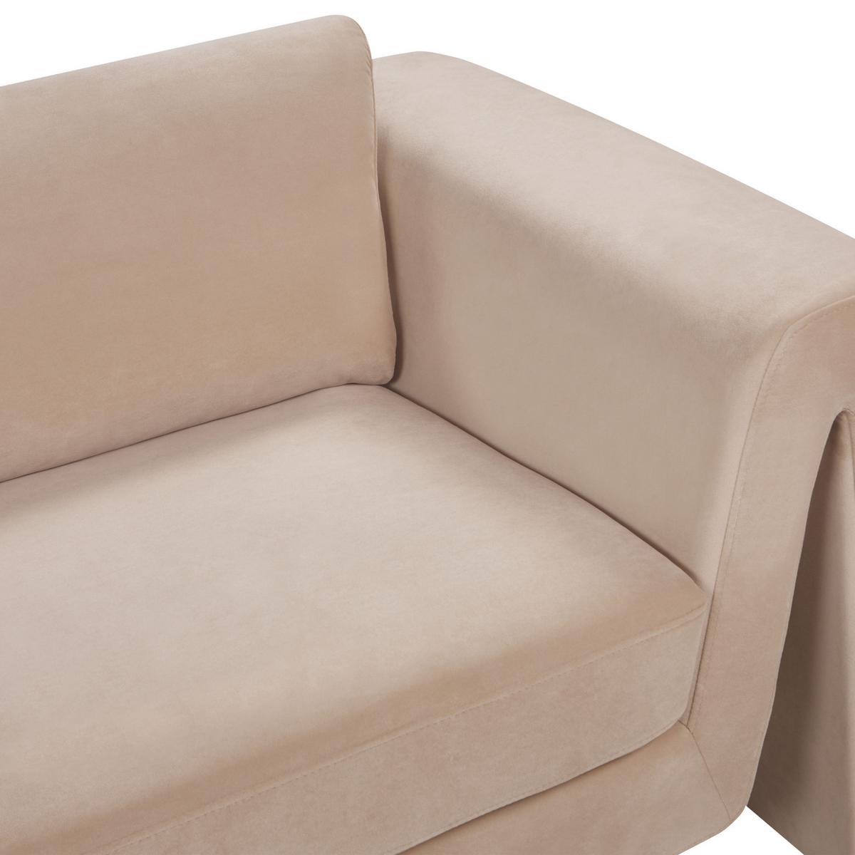 3-SITZER-SOFA Samtstoff sandbeige Maunu - Sandfarben/Schwarz, Textil (237/76/83cm) - Beliani