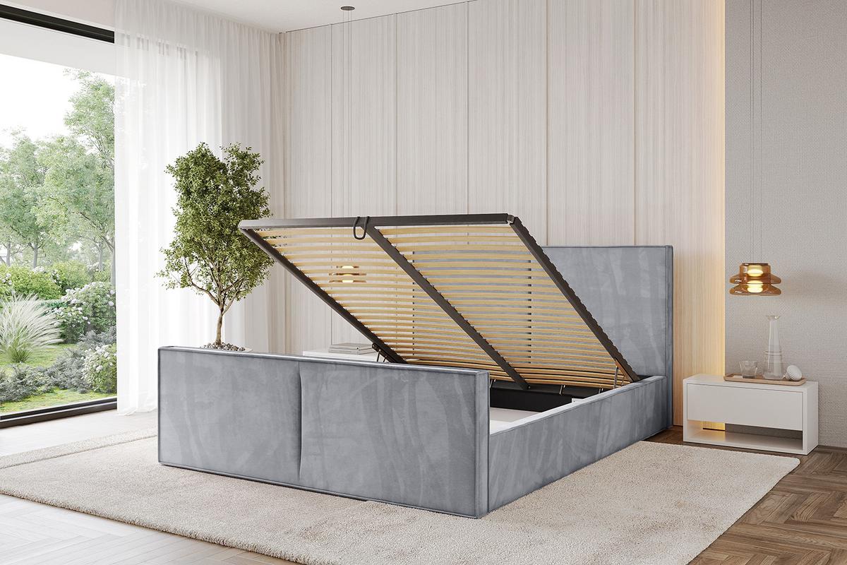 POLSTERBETT mit Bettkasten, Fußteil und Lattenrost, Boxbett ohne Matratze - EMMI-Z 180x200 Hellgrau - Hellgrau, Holzwerkstoff/Textil (180/200cm) - ALTDECOR