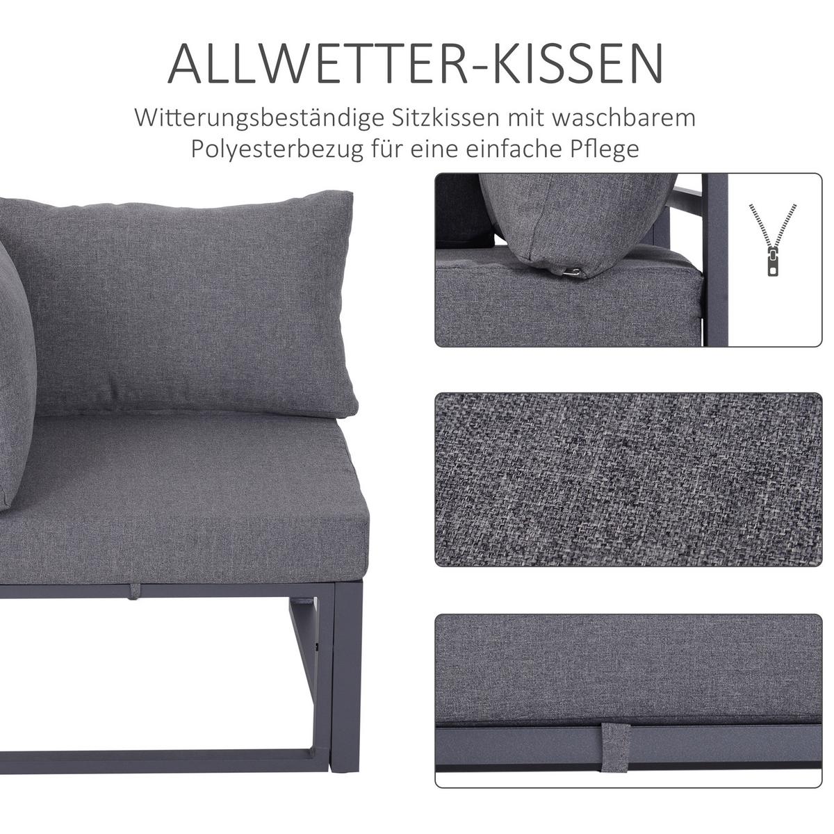 GARTENMÖBEL Set, Alu, Polyester, Grau - Grau, Metall - Outsunny
