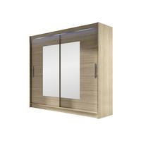 KLEIDERSCHRANK London VII, mit RGB LED Beleuchtung - Silberfarben/Sonoma Eiche, Holzwerkstoff/Kunststoff (180/215/58cm) - MIRJAN24