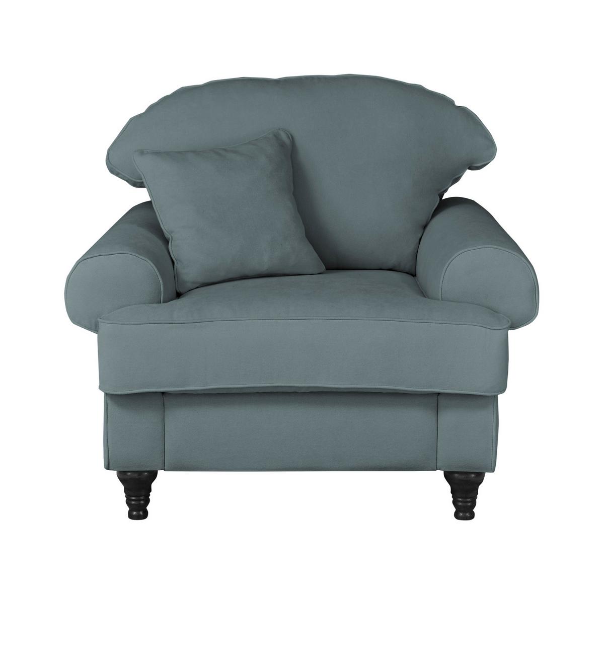 SESSEL grau Landhaus, Loungesessel 110 cm - Braun/Grau, Holz/Textil (110/95/100cm) - Furn.Design