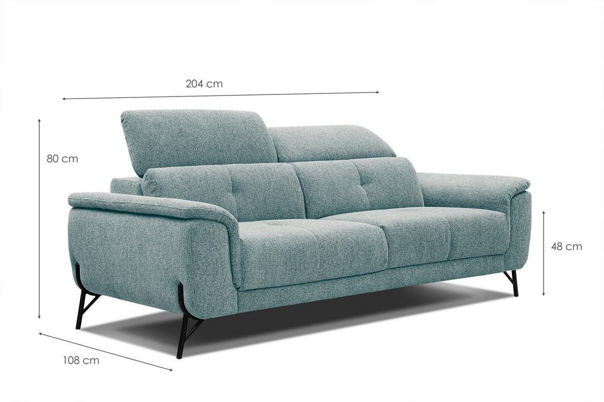 SOFA AVENA 3-Sitzer, mintgrün - Mintgrün, Holzwerkstoff/Textil (204/80/108cm) - Wozimo