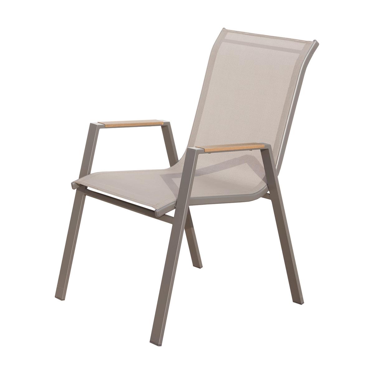 GARTENSET Valencia, 6 stapelbare Stühle + großer Esstisch 200x90 cm, Polywood-Tischplatte, Beige - Beige, Metall - Beautysofa