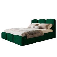 BETT 180x200 - Polsterbett mit Bettkasten und Metallrahmen - Modern Betten - Glatter Kronos-Stoff- Kollektion Zoya - Grün - Grün, Holz/Textil (180/200cm) - Alpi-Möbel