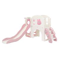 KINDERRUTSCHE mit Spielturm und Basketballkorb Rosa aus Kunststoff - Pink, Kunststoff (134.5/94.5/162cm) - Joyz