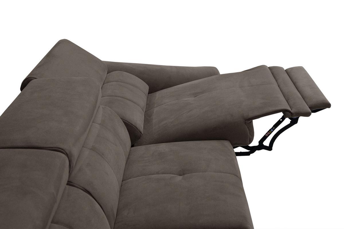 ECKSOFA LARS 5-Sitzer, 1 Relax, verstellbare Kopfstützen, taupe - Taupe/Schwarz, Holzwerkstoff/Textil (284/201cm) - Wozimo