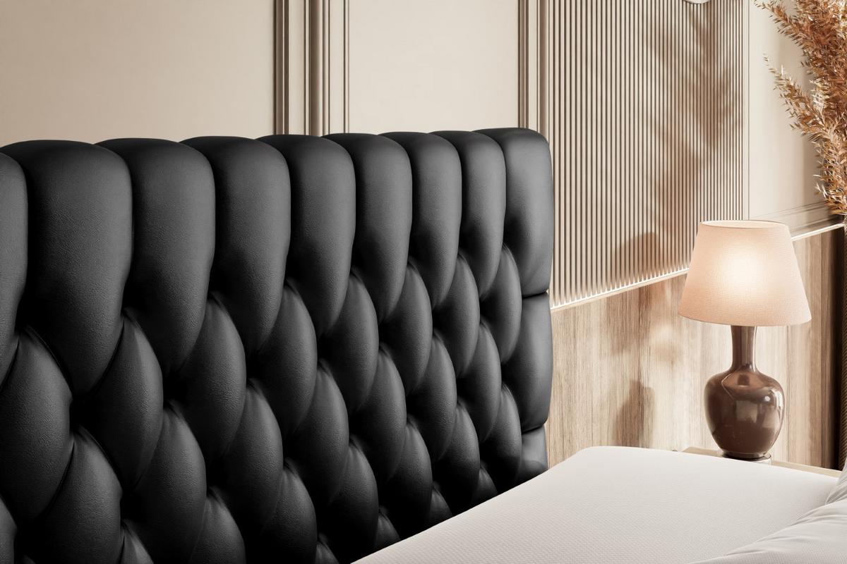BOXSPRINGBETT SERENE KING - 120 x 200 - H3/H4 - Schwarz Hochglanz - Schwarz Hochglanz, Holzwerkstoff (120/200cm) - ALTDECOR