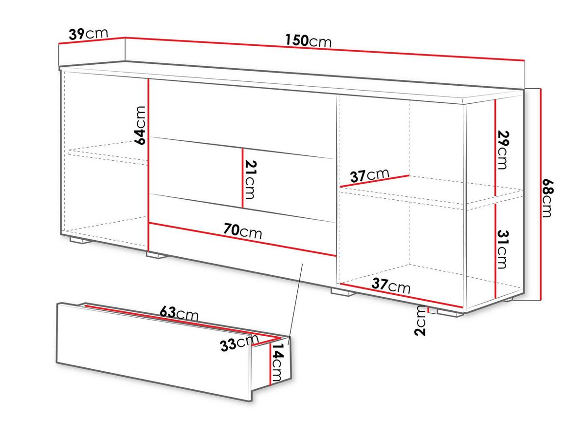 KOMMODE Paris 150 - Weiß Hochglanz/Weiß, Holzwerkstoff (150/68/39cm) - MIRJAN24