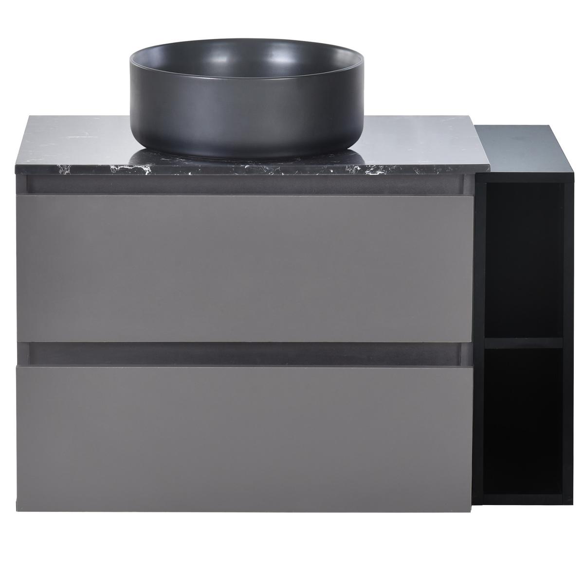 WASCHTISCHKOMBI Schwarz-Grau mit Keramikbecken - Grau, Holzwerkstoff (80/48/44cm) - Urban Meuble