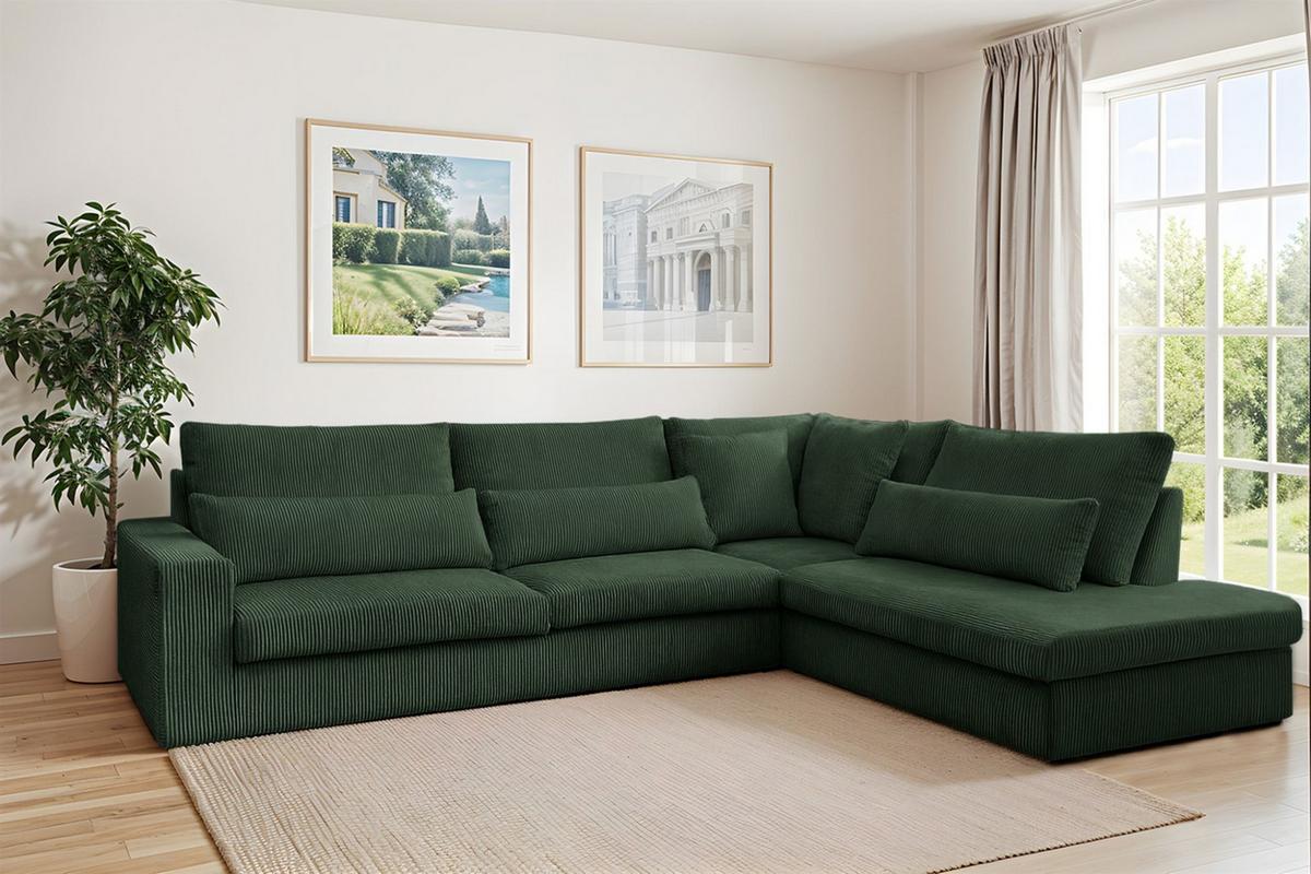 ECKSOFA Thora - Grün, Holzwerkstoff/Textil (315/245cm) - Fun Möbel