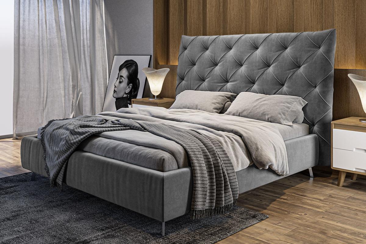 POLSTERBETT ANNY Grau Velvet - Grau, Textil (200/200cm) - KAWOLA