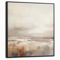 LEINWAND Bilder mit Rahmen - Kunst - Industriell - Grau - Braun - Abstrakt - 90x90 - Sandfarben, Textil (90/90cm) - MuchoWow