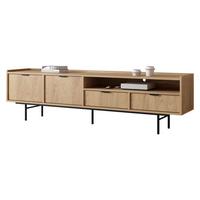 TV-LOWBOARD Edison 200 - Eichefarben/Schwarz, Holzwerkstoff/Metall (200/55/40cm) - MIRJAN24