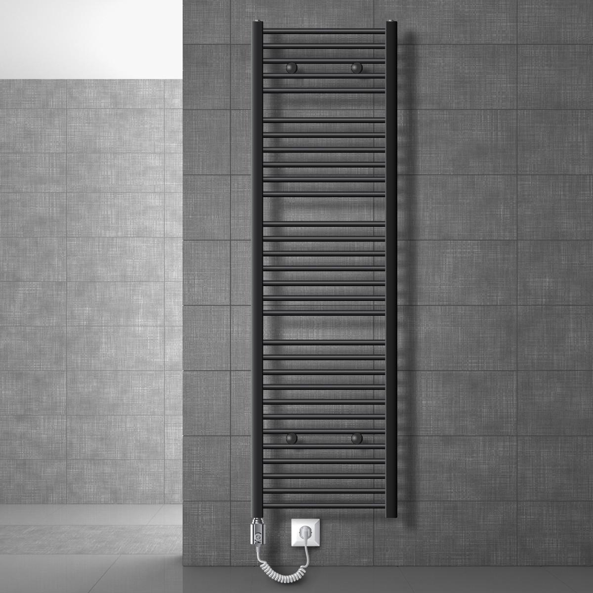 BADHEIZKÖRPER elektrisch Sahara 500x1800 mm Anthrazit gerade mit Heizstab 900W - Anthrazit, Metall (3/180/50cm) - LuxeBath