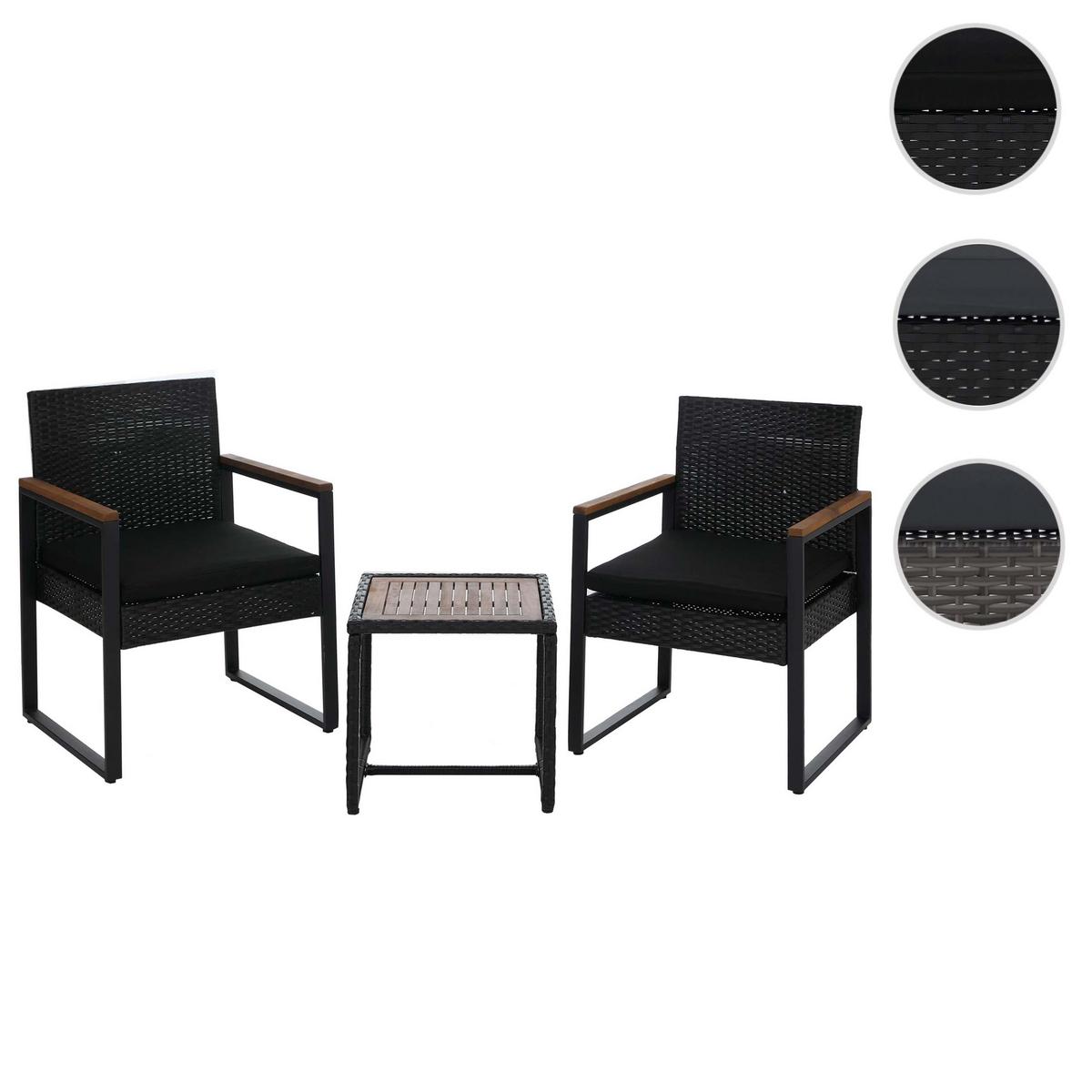 POLY-RATTAN GARNITUR Schwarz - Schwarz, Kunststoff - MCW