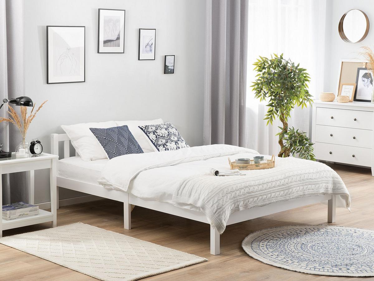 HOLZBETT 180/200cm Weiß Florac - Weiß, Holz (180/200cm) - Beliani