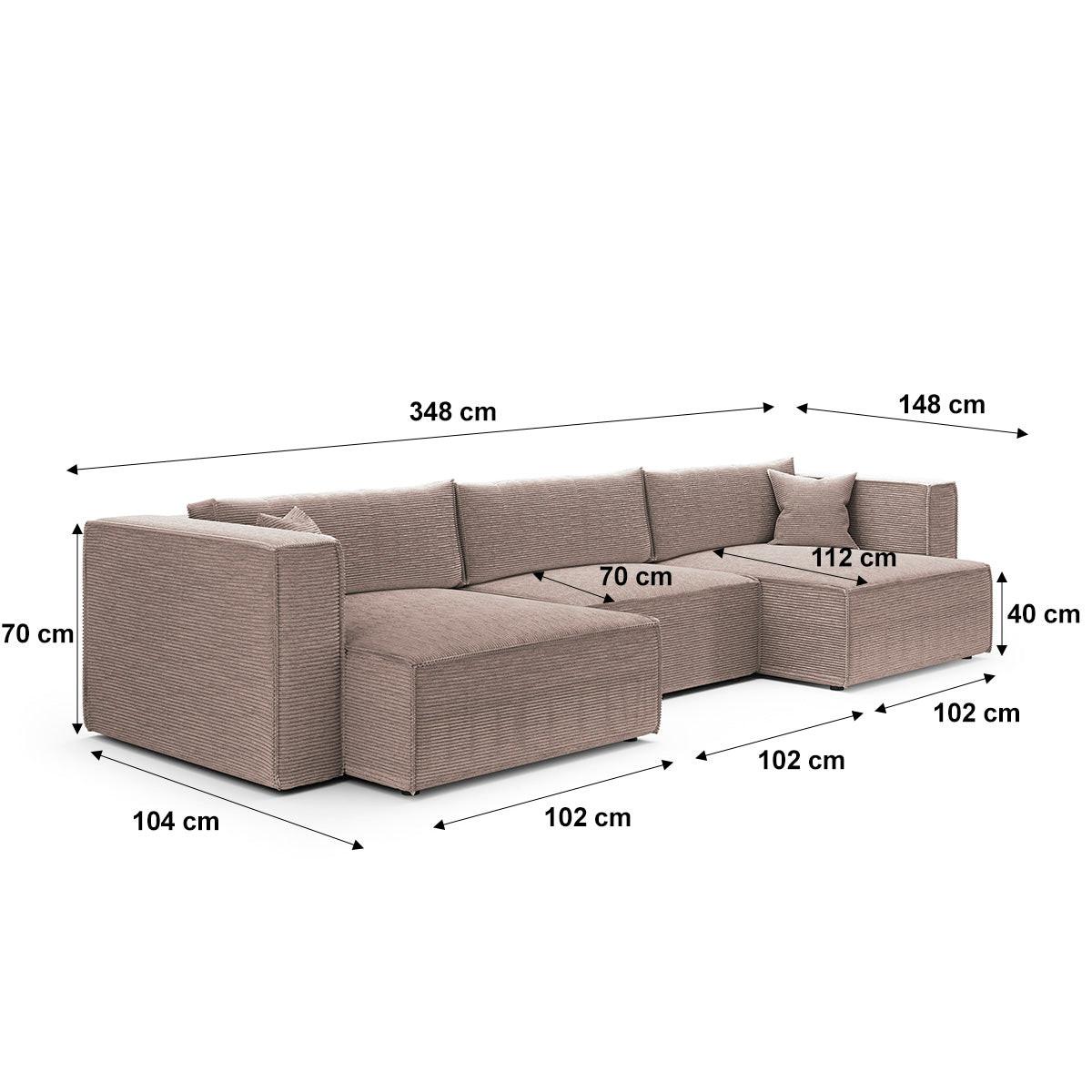 PANORAMASOFA Jimmy 5 Sitzplätze Taupe - Taupe, Holz (348/77/148cm) - Petits-meubles