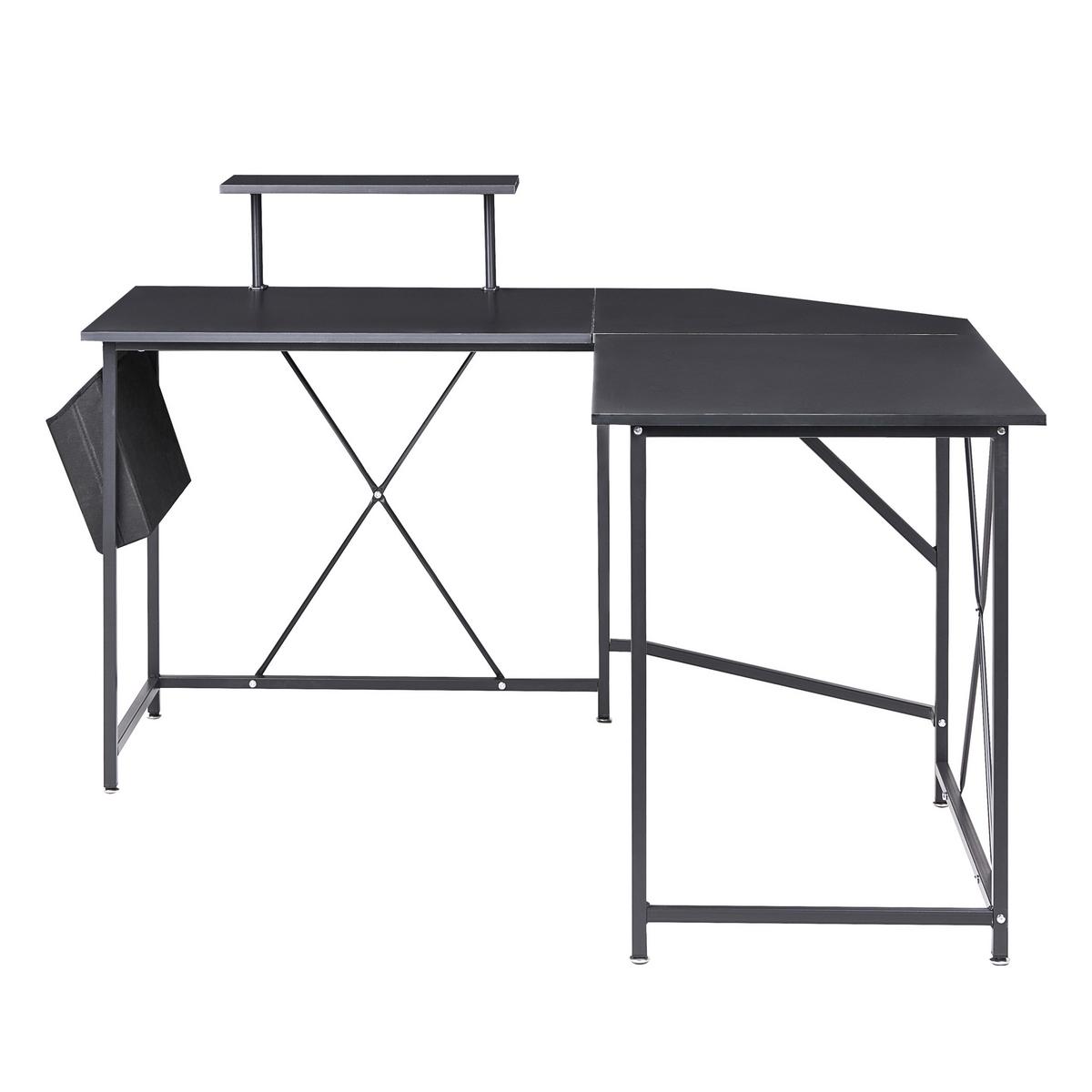 ECKSCHREIBTISCH Schwarz 180/140 cm mit Stauraum Tacony - Schwarz, Holzwerkstoff (140/180/94cm) - Beliani
