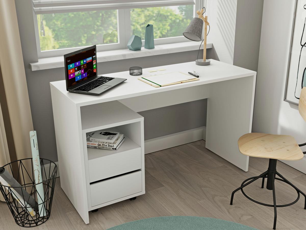 SCHREIBTISCH AMATO 130x50x75 cm Bürotisch Computertisch, Weiß - Weiß, Holzwerkstoff (50/130/75cm) - MASSENO