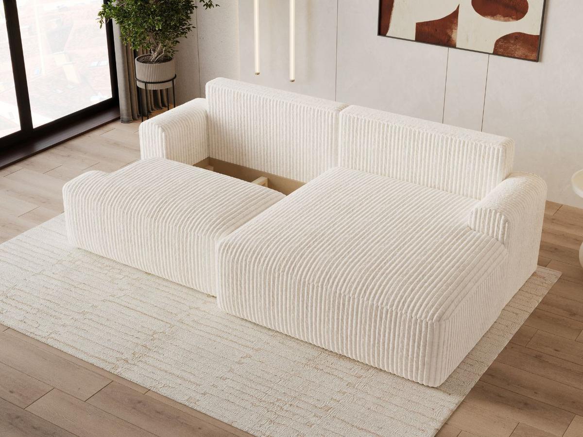 ECKSOFA Serene Creme Links - Creme, Holz/Textil (259/145cm) - Graingold