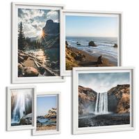 BILDER SET 5er Set - 50x50 cm & 20x30 cm & 40x60 cm Weißer Rahmen - Zitronengarten mit Getränken - Weiß, Kunststoff (40/60cm) - TULUP