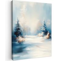 LEINWANDBILD Wald - Winter - Natur - Abstrakt - Schnee Wandbild Wohnzimmer 60x80 cm - Weiß, Textil (60/80cm) - MuchoWow
