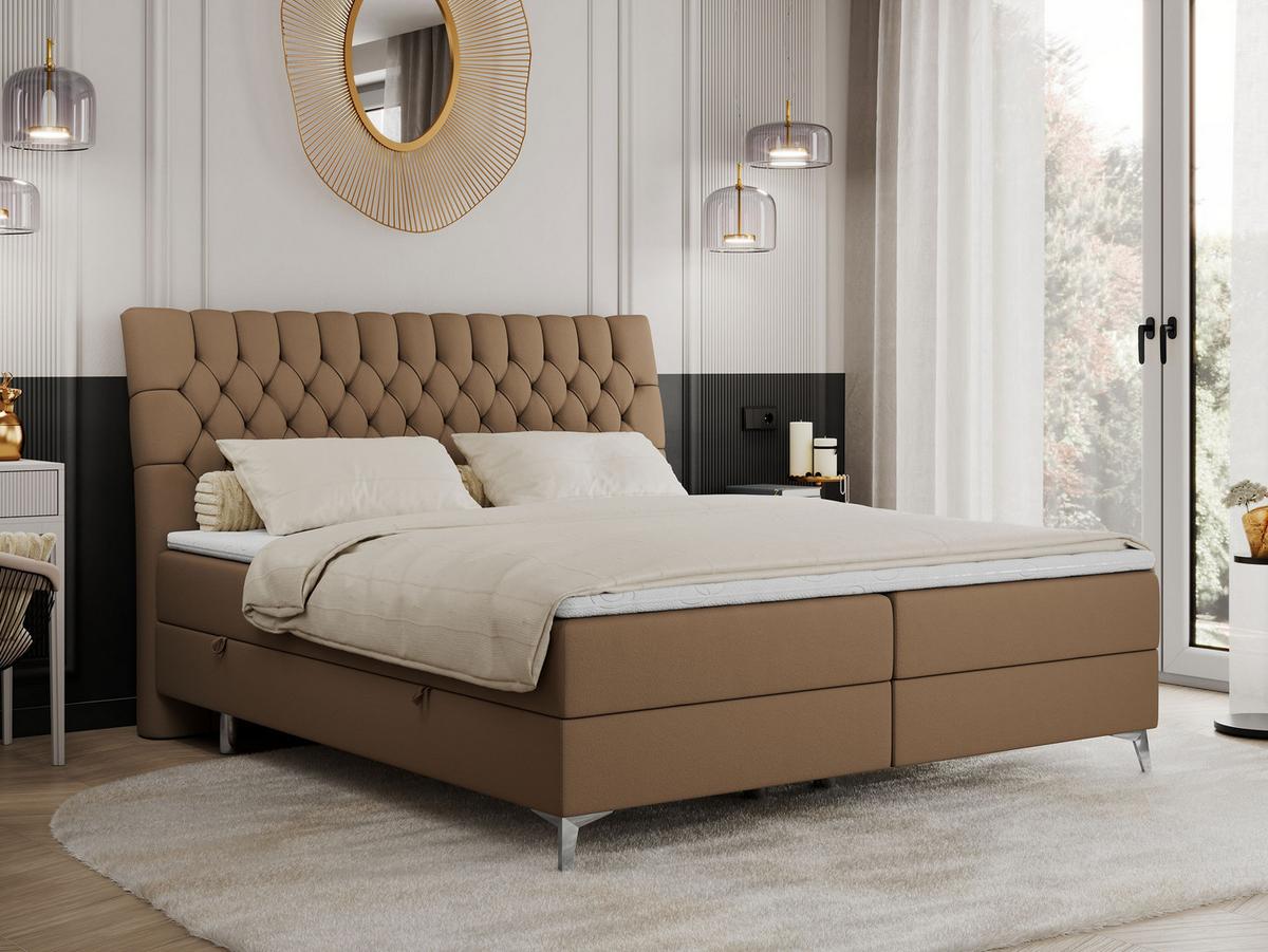 BOXBETT MILEN 120/200 Braun Kunstleder - H3 - Braun, Holz/Textil (120/200cm) - MKS