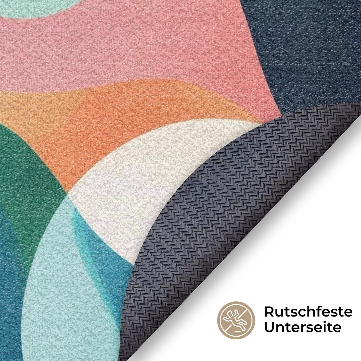FUSSMATTE Abstrakt - Blau - Rosa Fußabtreter 120x120 cm - Multicolor, Kunststoff (120/0.4cm) - MuchoWow