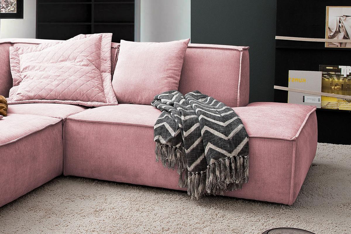 ECKSOFA SAMU Pink Webstoff - Schwarz/Rosa, Textil (226/224cm) - KAWOLA