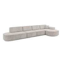 ECKSOFA Ottomane Rechts MARI-L3-v3 - 413x171x83 cm Hellbraun Velours - Hellbraun/Schwarz, Holzwerkstoff/Kunststoff (171/413cm) - ALTDECOR