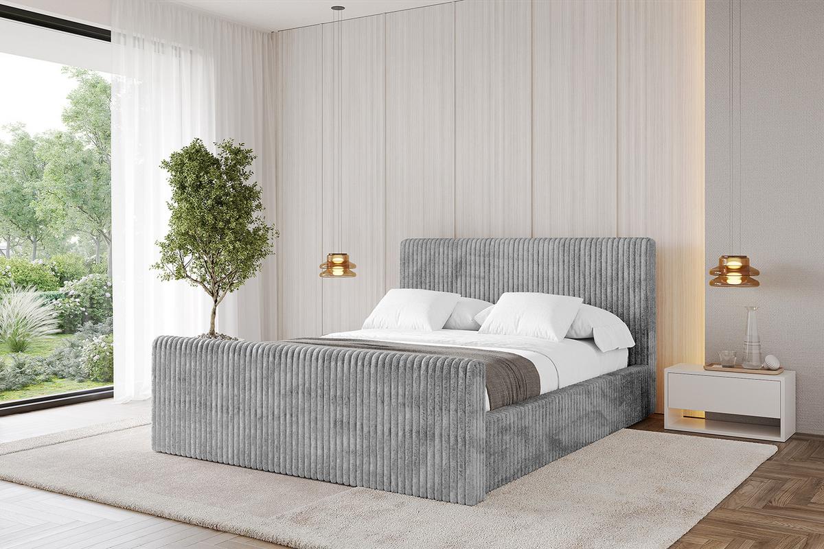 POLSTERBETT mit Bettkasten, Fußteil und Lattenrost, Boxbett mit Matratze H3/H4 - ALOVA-Z-V1 120x200 Hellgrau - Hellgrau, Holzwerkstoff/Textil (120/200cm) - ALTDECOR