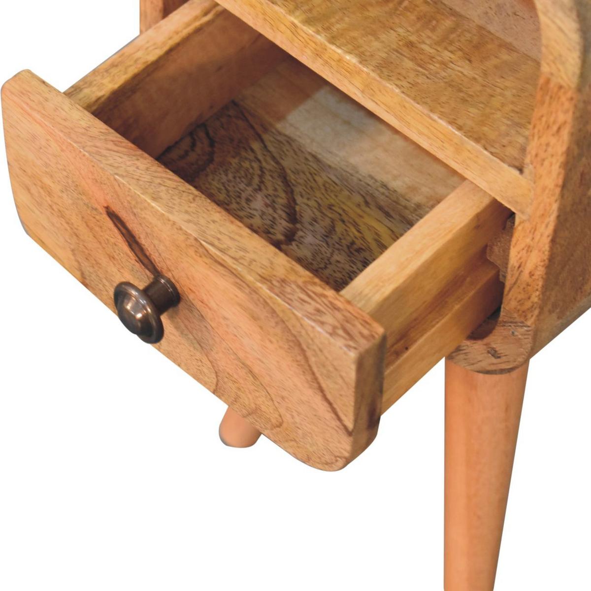 NACHTKASTEN Extra Mini Eichenoptik Geschwungen, 1 Schublade und Offenes Fach, Beige - Beige/Messingfarben, Holz/Metall (20/40/20cm) - Artisan Furniture