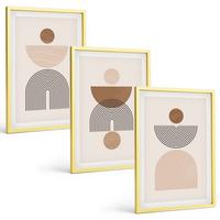 BILDER SET 3er Set - 40x60 cm Goldrahmen - Abstrakte braune Formen - Goldfarben, Kunststoff (40/60cm) - TULUP