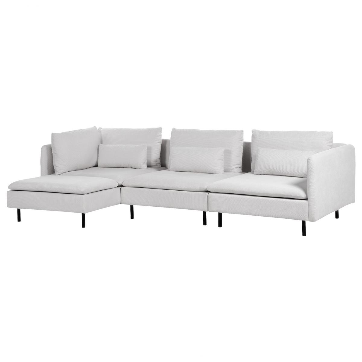3-SITZER-ECKSOFA hellgrau linksseitig Egeris - Schwarz/Grau, Textil (291/151cm) - Beliani