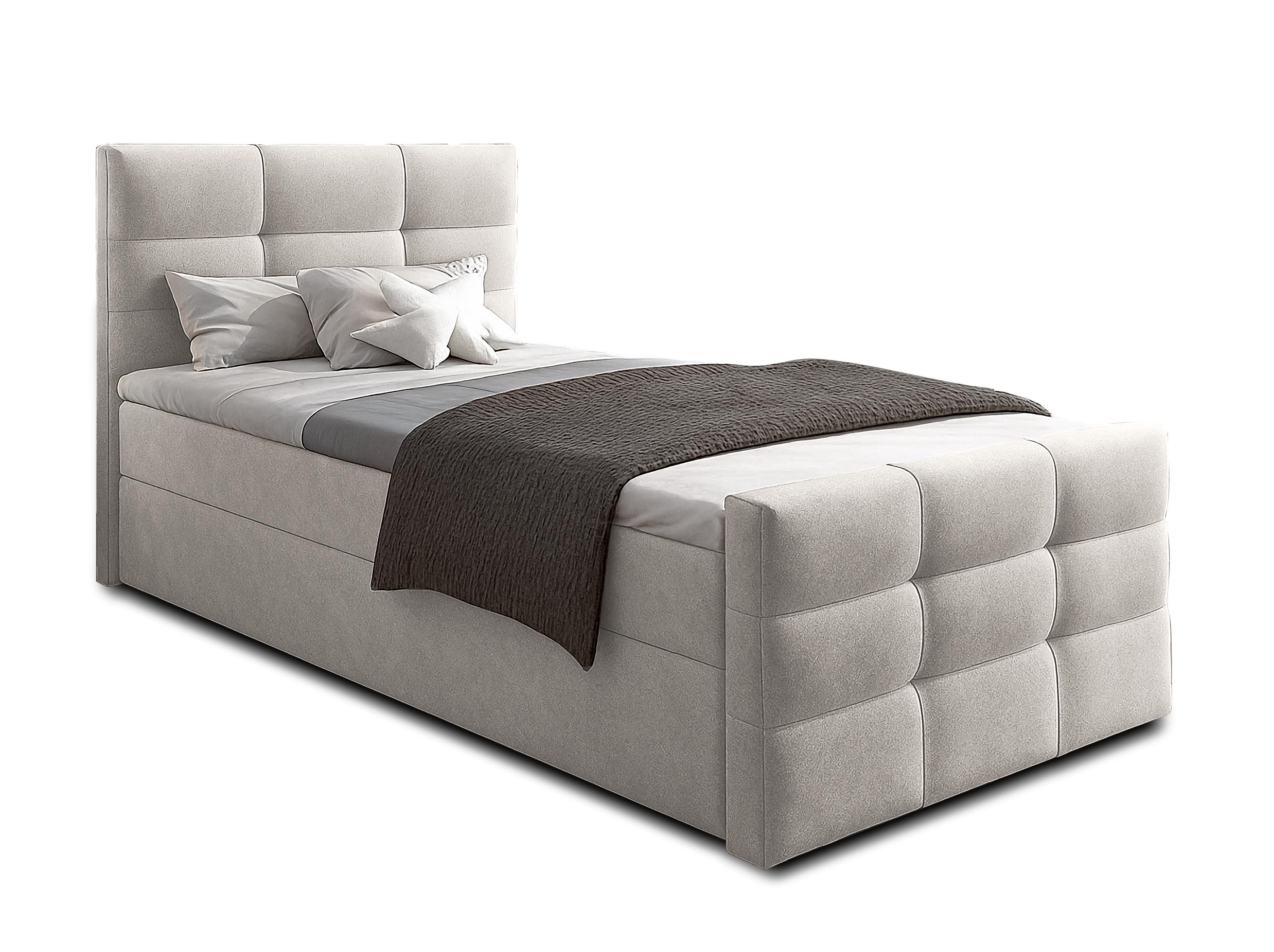 BOXBETT ARGENTARO 100x200 cm mit Bettkasten und Matratze - Beige + TOPPER - Beige/Schwarz, Holz/Holzwerkstoff (100/200cm) - AX Living