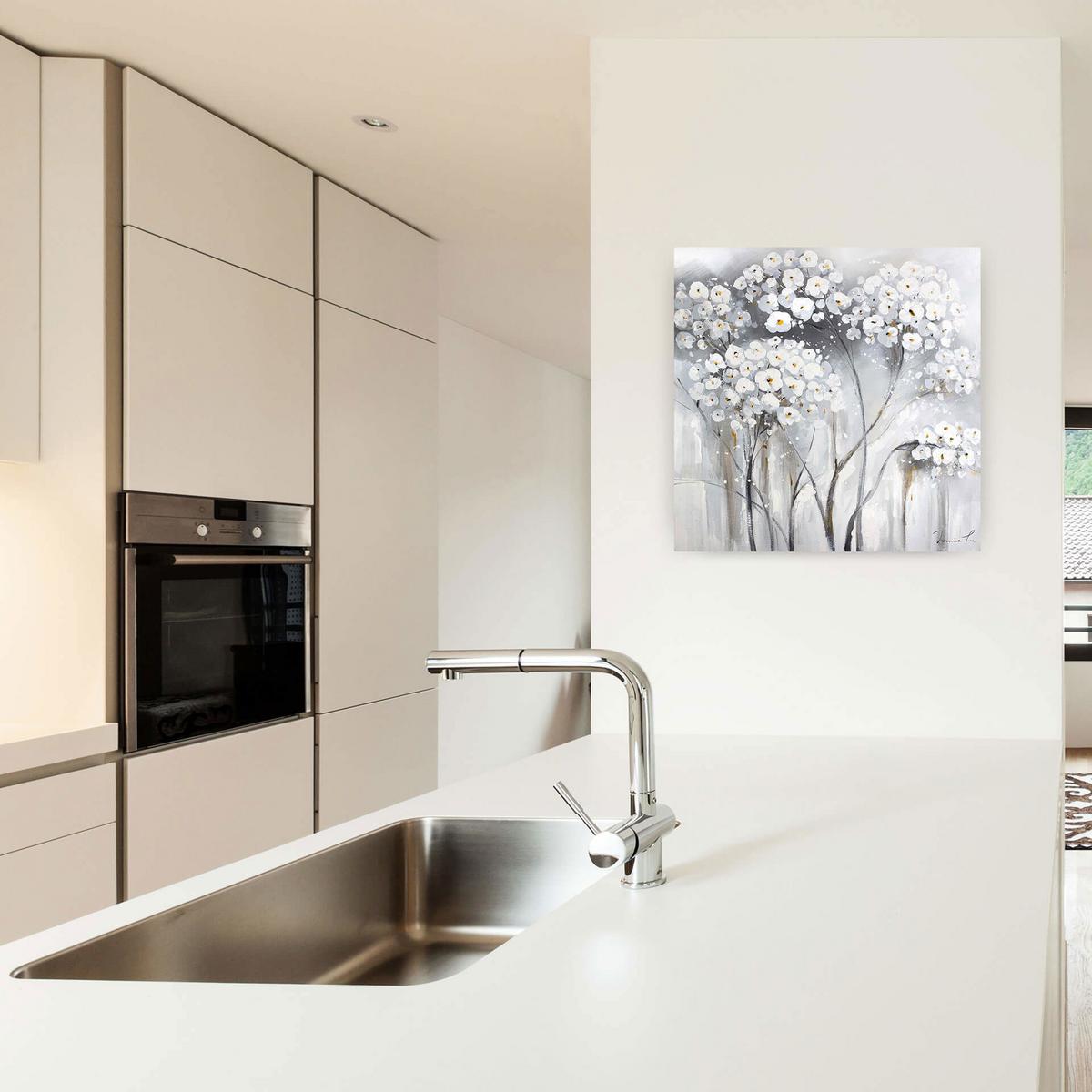 ÖLGEMÄLDE 80/80 cm - Schwarz/Grau, Holz/Textil (80/80cm) - KUNSTLOFT