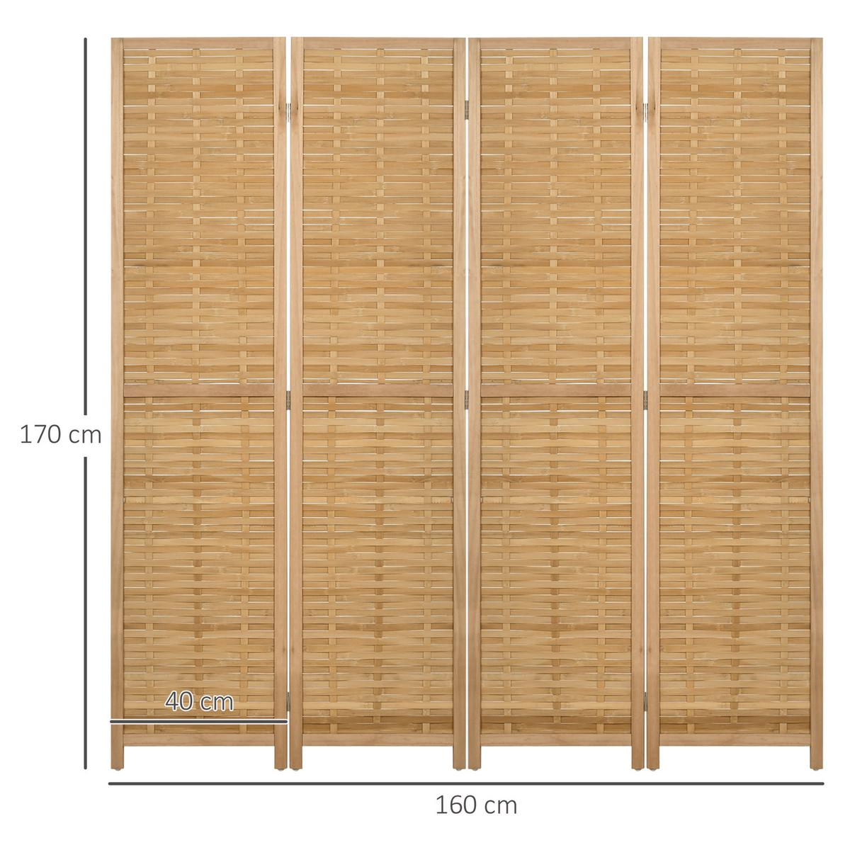 PARAVENT 4-teilig, 160 x 170 cm, Natur - Naturfarben, Naturmaterialien (1.8/170/160cm) - HOMCOM