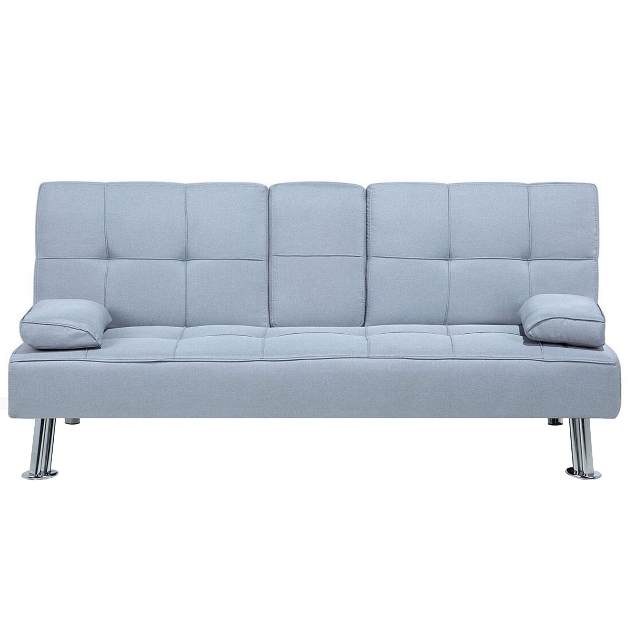 3-SITZER-SCHLAFSOFA Polsterbezug Hellgrau Roxen - Hellgrau, Textil (168/77/81cm) - Beliani