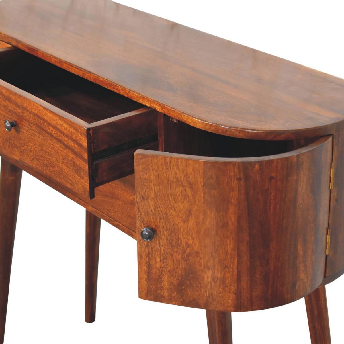 KONSOLENTISCH IN KASTANIENFARBE, 2 SCHUBLADEN, 2 SEITENSCHRÄNKE, BRAUN - Braun, Holz (110/35/91cm) - Artisan Furniture