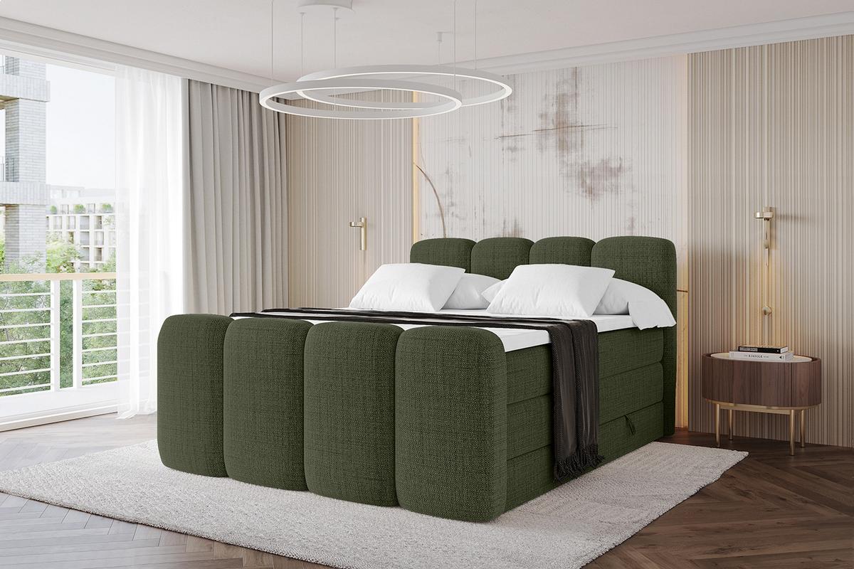 BOXBETT mit Matratze H3|H4 und Lattenrost - NINA-Z KING - 180x200 cm Aragon - Grün - Grün, Holzwerkstoff (180/200cm)