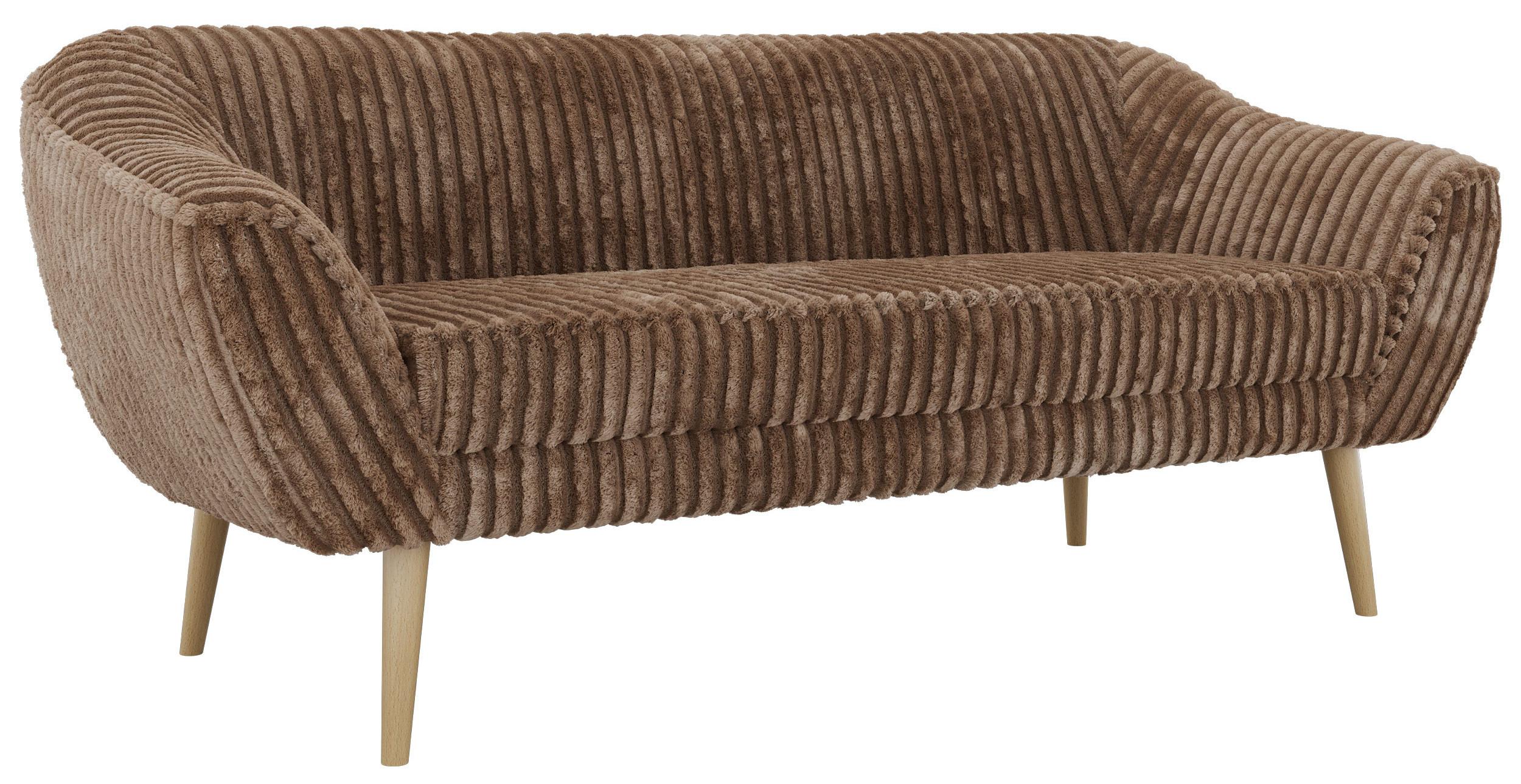 3-SITZER-SOFA PIRS - Braun Cord - Holzbeine - Buchefarben/Braun, Holzwerkstoff/Textil (180/75/74cm) - MKS