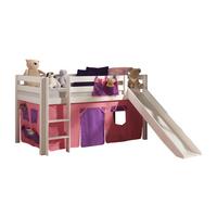 HOCHBETT mit Rutsche Karolina Massivholz Weiß Textilset Bella - Violett/Weiß, Holz (90/200cm) - 58aufmkessel