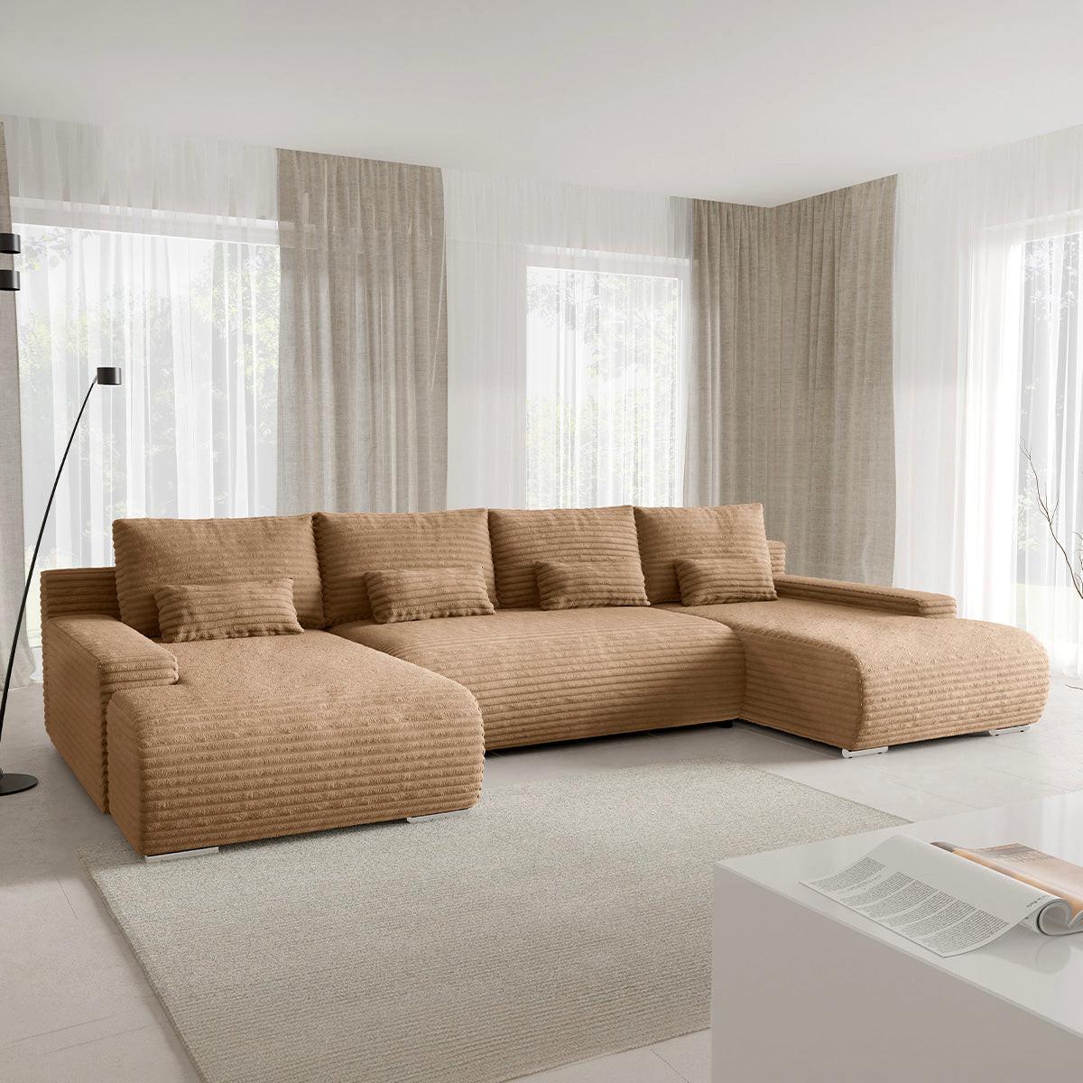 PANORAMASOFA Ivana 4 Sitzplätze Beige - Beige, Holz (350/85/172cm) - Petits-meubles