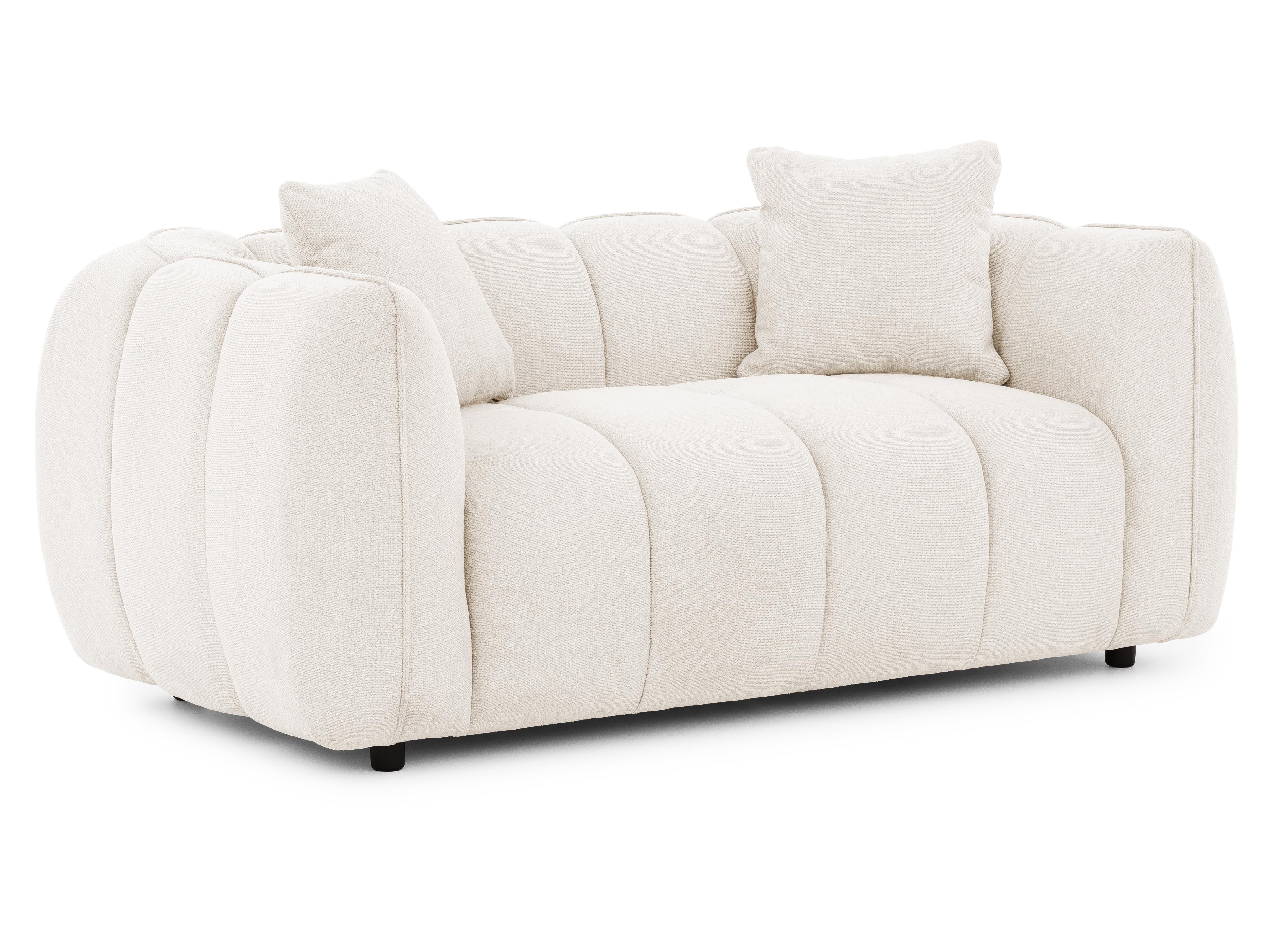 2-SITZER SOFA Nubira in tief gesteppter Bubble-Optik aus weichem Creme Strukturstoff im modernen Design - Creme/Schwarz, Holz/Kunststoff (172/69/89cm) - S-Style Möbel