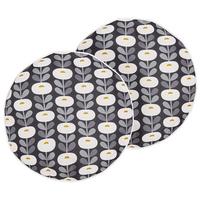 GARTENKISSEN 2er-Set Blumenmotiv grau/weiß 40 cm Valsorda - Hellgrau, Textil (40/40cm) - Beliani