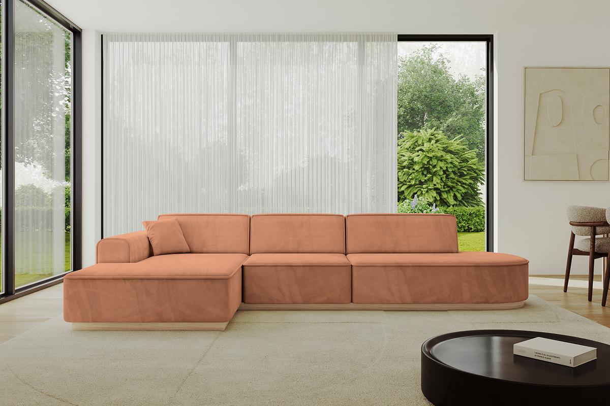 ECKSOFA Ottomane Links IREA-L2 - 328x171x83 cm Koralle - Koralle, Holzwerkstoff/Textil (328/171cm) - ALTDECOR
