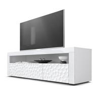 SIDEBOARD Valencia Fronten in Weiß Hochglanz Calypso mit 3D Struktur - Perlmutt, Holzwerkstoff (155/46/40cm) - Vladon